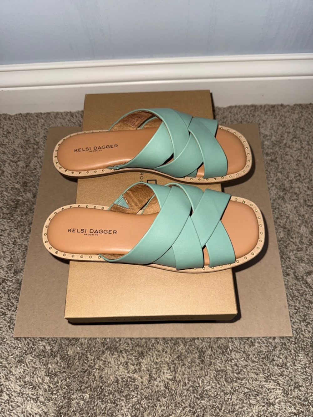 NIB Kelsi Dagger BROOKLYN BRAVONL FERN NAPPA LEATHER 6.5 women’s slide. Sandals